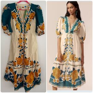 Farm Rio x Anthropologie Long-Sleeve Printed Maxi Dress